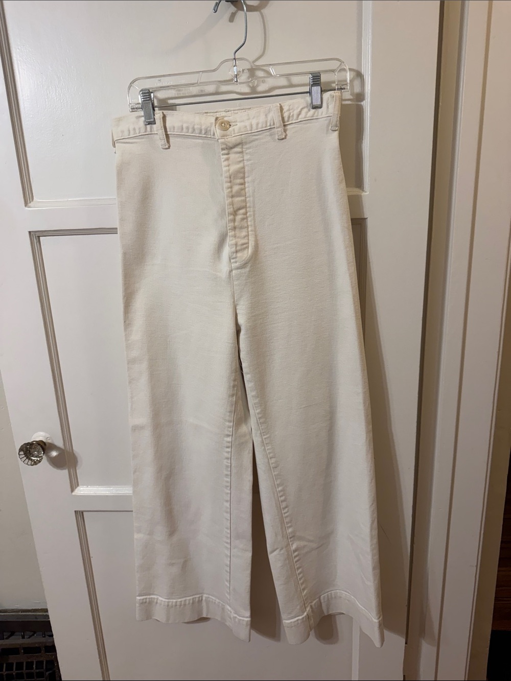 THE GREAT. Women's Cream Wide-Leg Jeans
